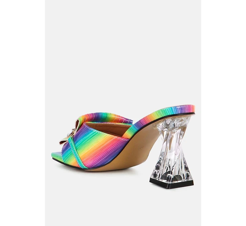 Women's Deeba Diamante Embellishment Clear Spool Heel Sandals