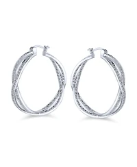 Bling Jewelry Cubic Zirconia Pave Cz Eternity Figure Eight Love Knot Large Infinity Hoop Earrings 1.5 Diameter