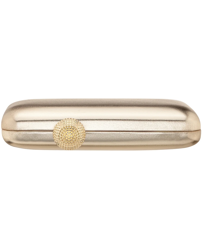 Nina Metallic Minaudiere Handbag with Crystal Clasp