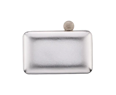 Nina Metallic Minaudiere Handbag with Crystal Clasp