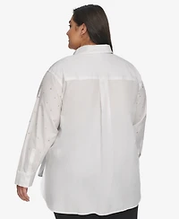 Karl Lagerfeld Paris Plus Size Imitation Pearl Blouse, First@Macy's