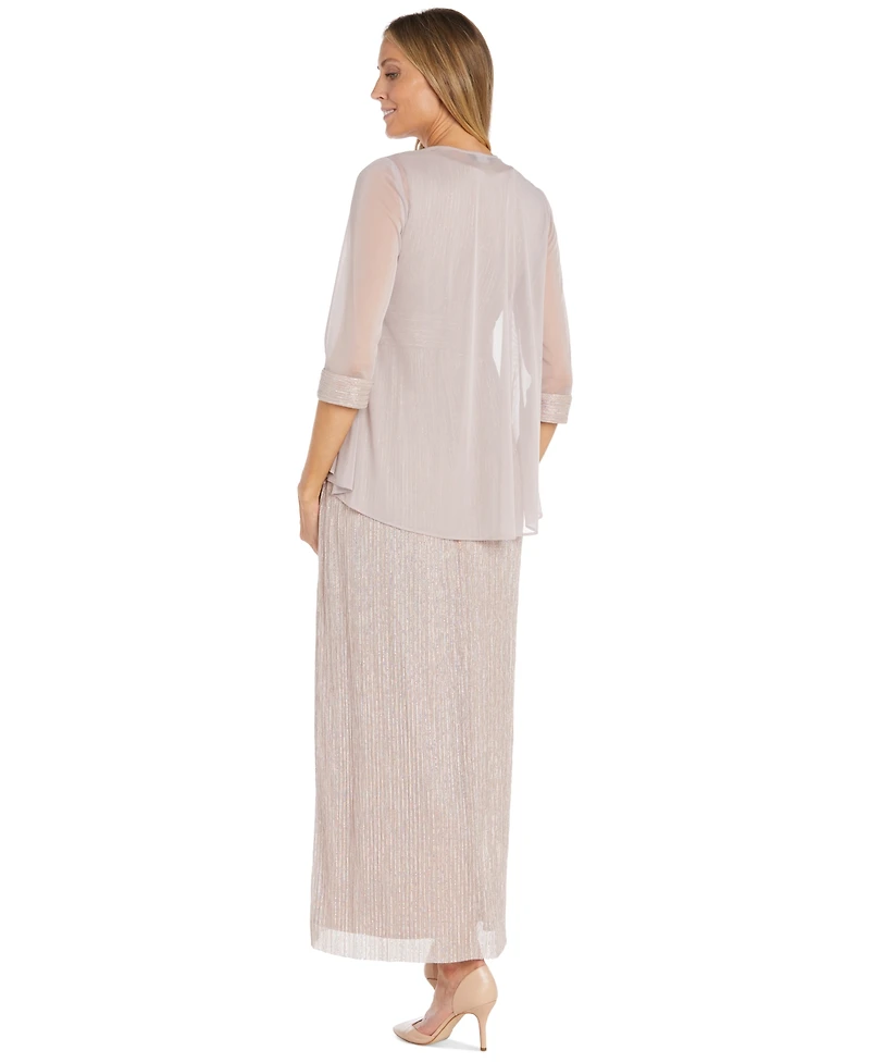 R & M Richards Women's Chiffon Jacket 2-Pc. Maxi Dress