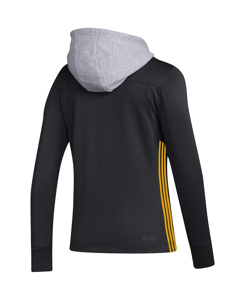 Women's adidas Black Pittsburgh Penguins Refresh Skate Lace Aeroready Pullover Hoodie