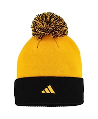Women's adidas Gold Pittsburgh Penguins Laurel Cuffed Knit Hat with Pom