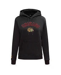 Women's Pro Standard Black Chicago Blackhawks Classic Chenille Pullover Hoodie