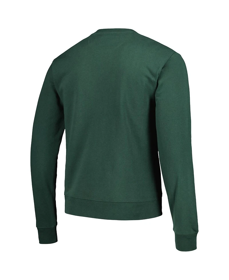 Men's League Collegiate Wear Green Distressed Miami Hurricanes Bendy Arch Essential Pullover Sweatshirt