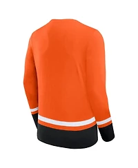 Men's Fanatics Orange Philadelphia Flyers Back Pass Lace-Up Long Sleeve T-shirt