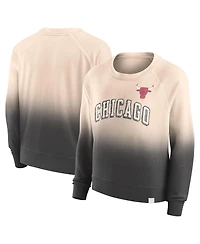 Women's Fanatics Tan, Black Distressed Chicago Bulls Lounge Arch Raglan Pullover Sweatshirt