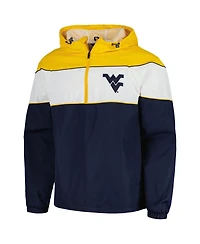Men's G-iii Sports by Carl Banks Navy West Virginia Mountaineers Center Line Half-Zip Raglan Hoodie Jacket