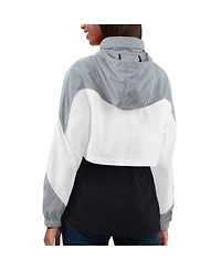 Women's G-iii 4Her by Carl Banks Black, Silver Las Vegas Raiders Tie Breaker Lightweight Quarter-Zip Jacket