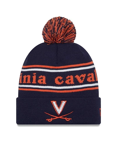 Men's New Era Navy Virginia Cavaliers Marquee Cuffed Knit Hat with Pom