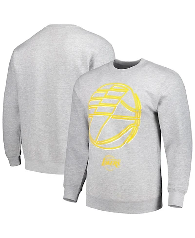 Men's and Women's Stadium Essentials Heather Gray Los Angeles Lakers Element Logo Pop Pullover Sweatshirt