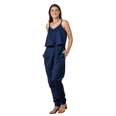 Hope & Henry Women's Sleeveless Faux Top Jumpsuit
