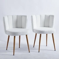 White Dining Chairs(Set Of 2) With Wood Legs