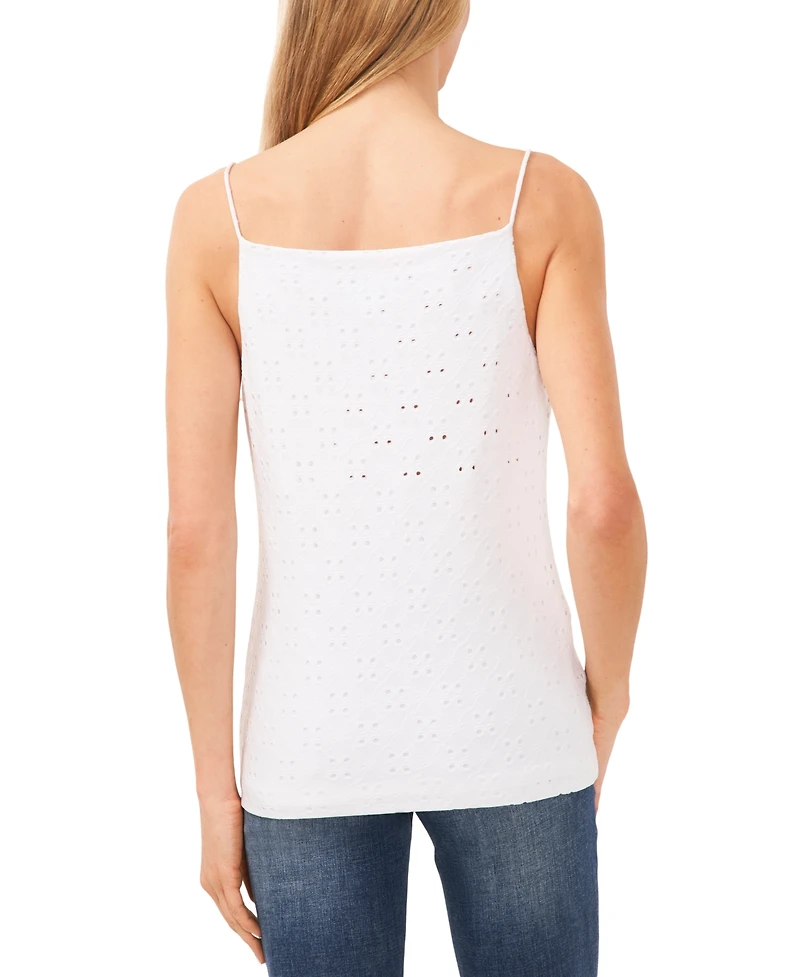 CeCe Women's Eyelet Spaghetti Strap Cowl Neck Top