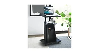 Adjustable Mobile Standing Desk Cart with Tilt Desktop and Cabinet-Black