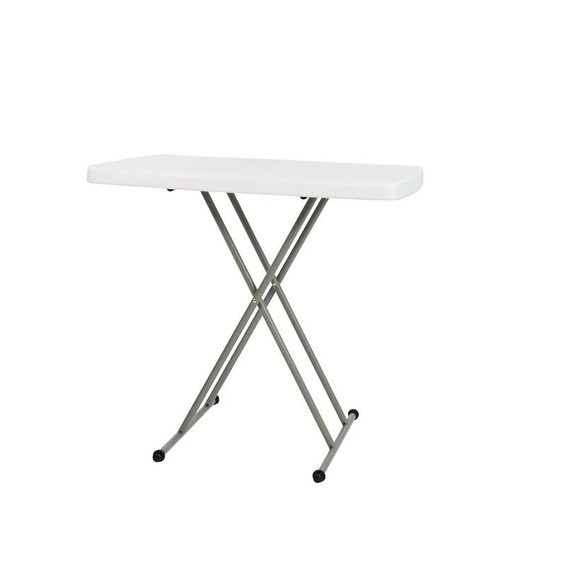 Height Adjustable Plastic Folding Tv Tray/Laptop Table In Granite White
