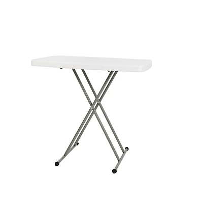 Height Adjustable Plastic Folding Tv Tray/Laptop Table In Granite White