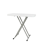 Height Adjustable Plastic Folding Tv Tray/Laptop Table In Granite White