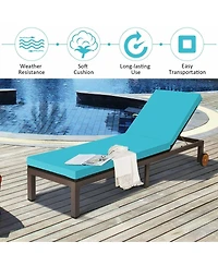 Patio Chaise Lounge Chair Outdoor Rattan Lounger Recliner