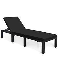 Patio Rattan Height Adjustable Lounge Chair with 2 Set of Cushion Cover