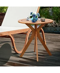 27 Inch Outdoor Round Solid Wood Coffee Side Bistro Table