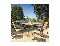 55 x 35 Inch Patio Dining Rectangle Tempered Glass Table with Umbrella Hole