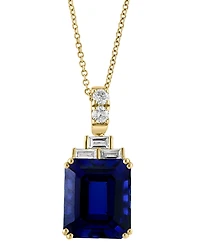 Effy Lab Grown Sapphire (10 ct. t.w.) & Lab Grown Diamond (1/2 ct. t.w.) 18" Pendant Necklace in 14k Gold