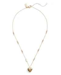 Coach Cubic Zirconia Signature Quilted Heart Pendant Necklace