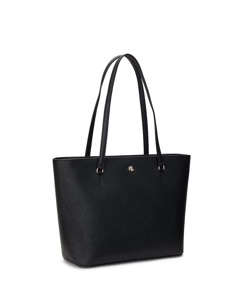 Lauren Ralph Crosshatch Leather Medium Karly Shopper Tote
