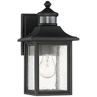 Moray Bay Industrial Outdoor Wall Light Fixture Black Steel 11 1/2" Seedy Glass Motion Sensor Dusk to Dawn for Exterior House Porch Patio Outside Deck
