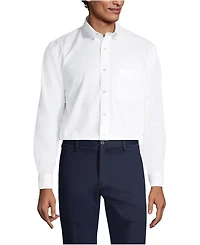 Lands' End Men's Tailored Fit No Iron Solid Supima Cotton Oxford Dress Shirt