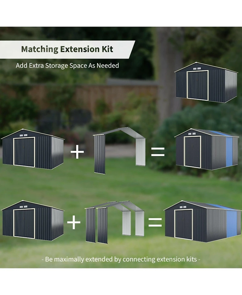 Outdoor Storage Shed Extension Kit for 11.2 Feet Shed-Grey