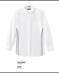 Lands' End Men's Pattern No Iron Supima Pinpoint Straight Collar Dress Shirt
