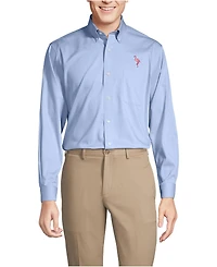 Lands' End Big & Tall Traditional Fit Solid No Iron Supima Pinpoint Buttondown Collar Dress Shirt