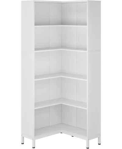 Tribe signs 71 inches Corner Bookcase, 6-Tiers L-Shaped Bookshelf, Industrial Corner Etagere Bookcase, Tall Storage Display Rack, Wooden Large Freesta