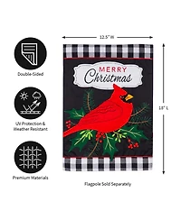 Evergreen Merry Christmas Cardinal Garden Applique Flag