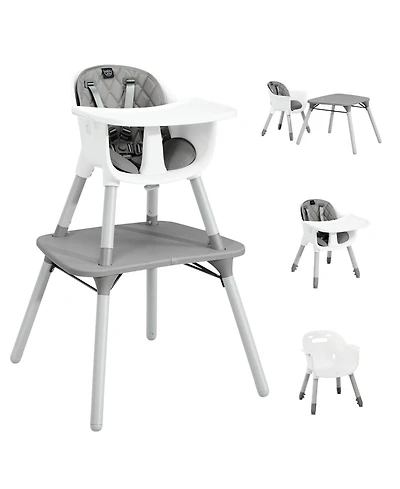 Slickblue Toddler 4-in-1 Convertible Table Chair Set with Pu Cushion