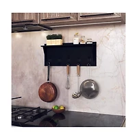 Rustic Wall Mounted Coat Rack Shelf - Wooden Country Style 24" Entryway Shelf With Hooks - Solid Pine Wood - For Entryway, Kitchen, Bathroom