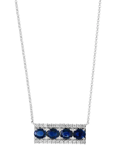 Effy Pink Sapphire (1-1/2 ct. t.w.), White Sapphire (1/20 ct.t.w.) & Diamond (1/3 ct. t.w.) Bar 18" Pendant Necklace in 14k Gold (Also in Blue Sapphir