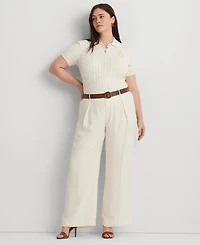 Lauren Ralph Plus Cable-Knit Polo Shirt