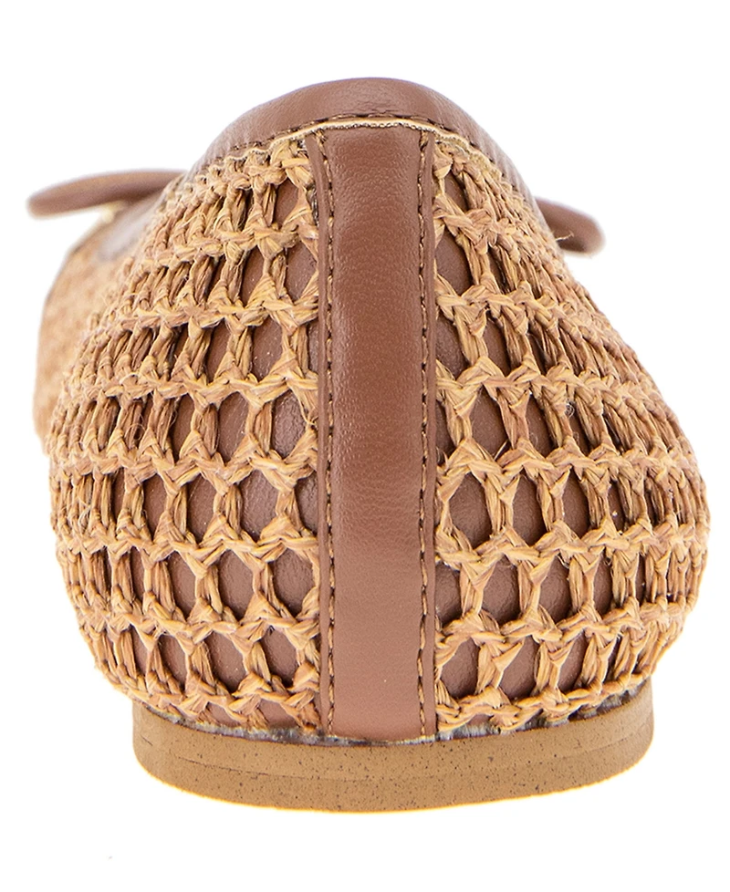 BCBGeneration Women's Hartly Woven Raffia Square Toe Ballet Flats