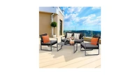 4 Pcs Modern Outdoo Patio Cushioned Rattan Seat
