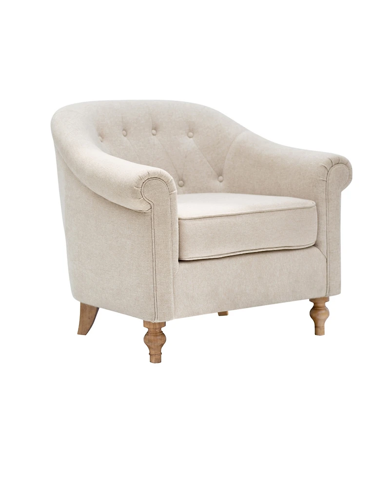 Martha Stewart Fayette 35" Tufted Fabric Upholstered Accent Arm Chair