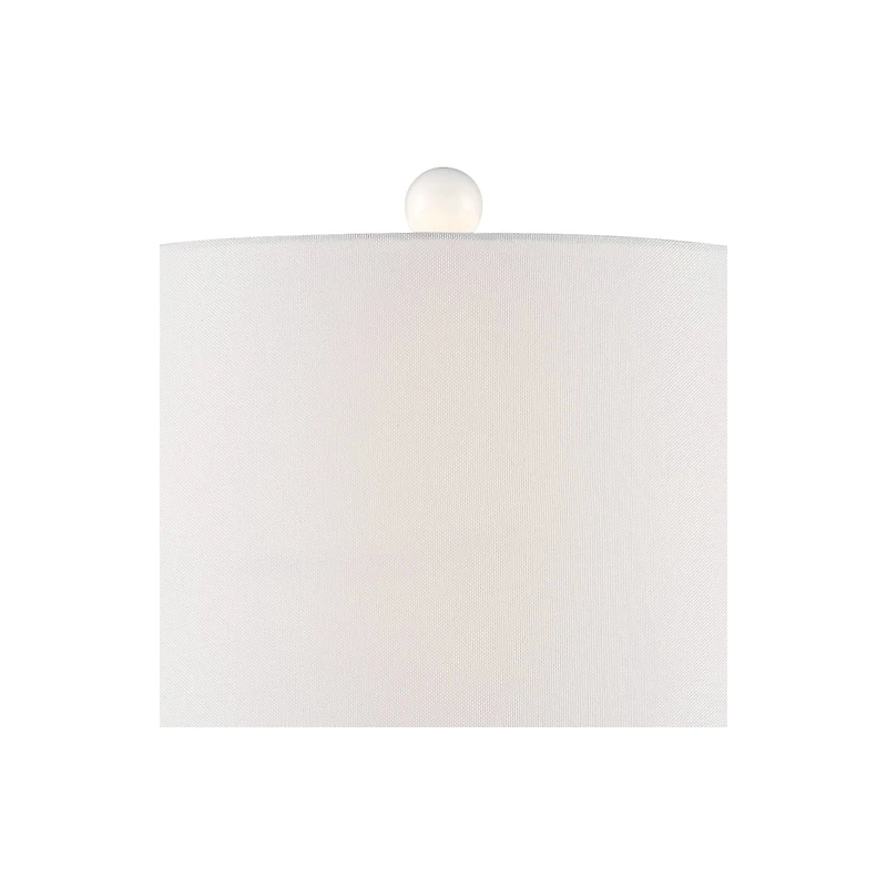 360 Lighting Jane Modern Table Lamps 25" High Set of 2 White Ceramic Fabric Drum Shade for Bedroom Living Room House Bedside Nightstand Office Fa