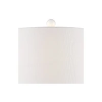 360 Lighting Jane Modern Table Lamps 25" High Set of 2 White Ceramic Fabric Drum Shade for Bedroom Living Room House Bedside Nightstand Office Fa