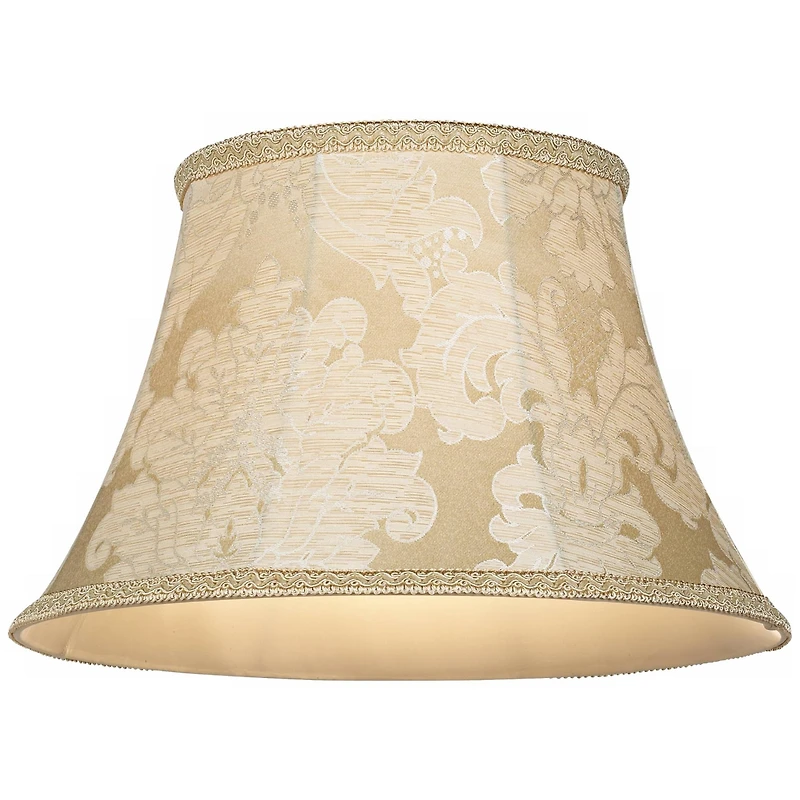Traditional Vintage like Shabby Chic Standing Floor Lamp 60" Tall Antique White Washed with Ivory Brocade Fabric Bell Shade Decor for Living Room