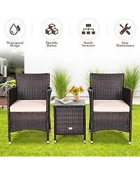 3 Pcs Outdoor Rattan Wicker Furniture Set