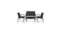 4 Pieces Patio Furniture Set with Glass Top Coffee Table