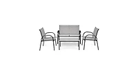 4 Pieces Patio Furniture Set with Glass Top Coffee Table